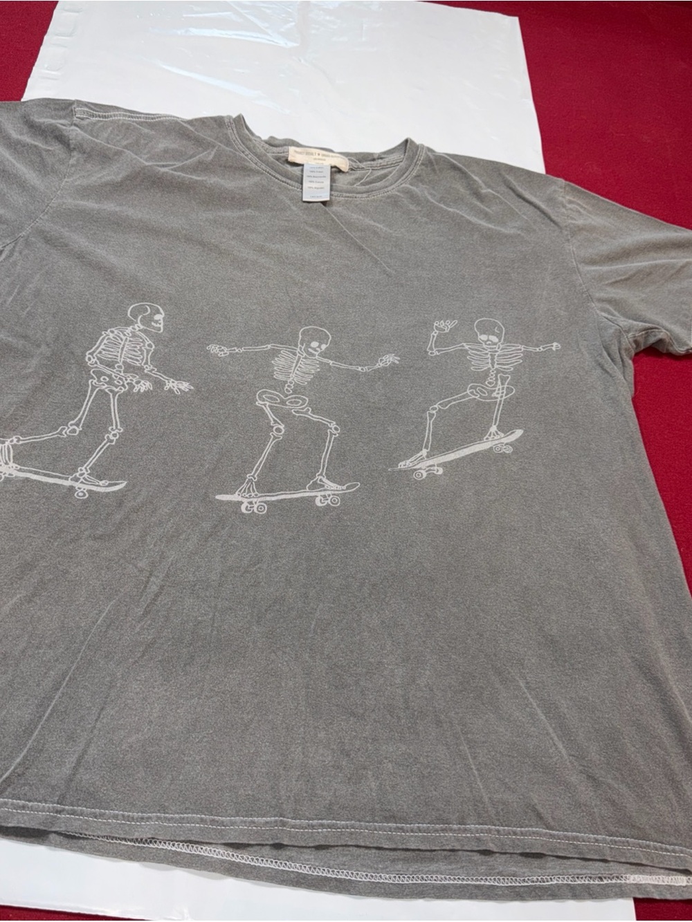 Project Social GRAY Skateboard Skeletons Graphic T Shirt cotton Grunge Emo Skull